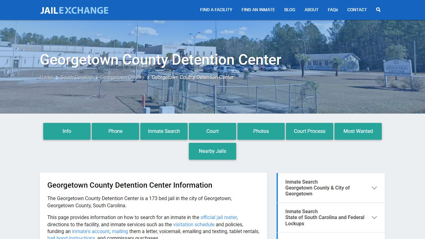 Georgetown County Detention Center, SC Inmate Search, Information