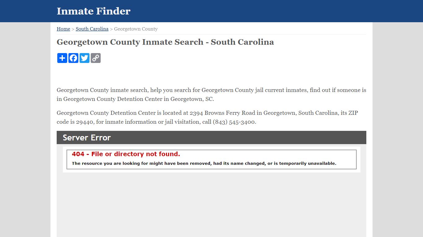 Georgetown County Inmate Search - South Carolina